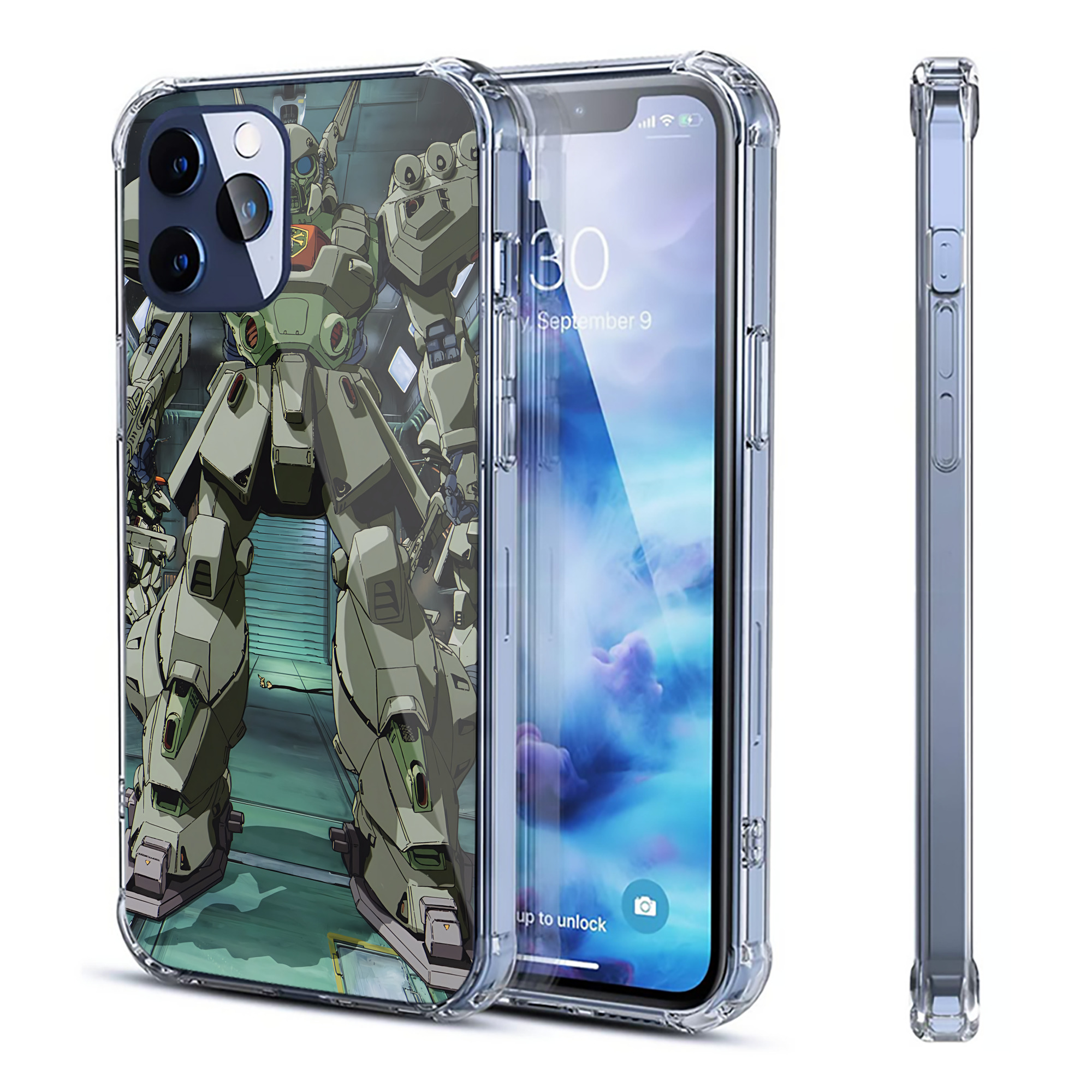 （画像用） 機動戦士ガンダム Mobile Suit Gundam 【iPhone 12シリーズ対応】透明スマホケース（クリアソフトケース）